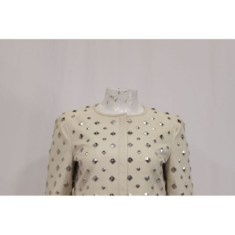 Diane Von Furstenberg Studded Jacket in White Leather - Picture 10 of 12